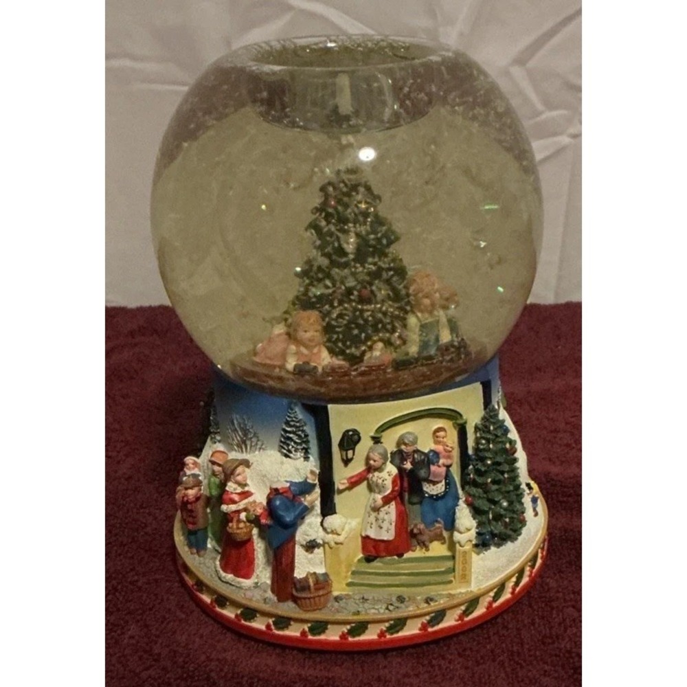 PartyLite "Christmas morning" musical snow globe/tea light holder‎ (see desc.)